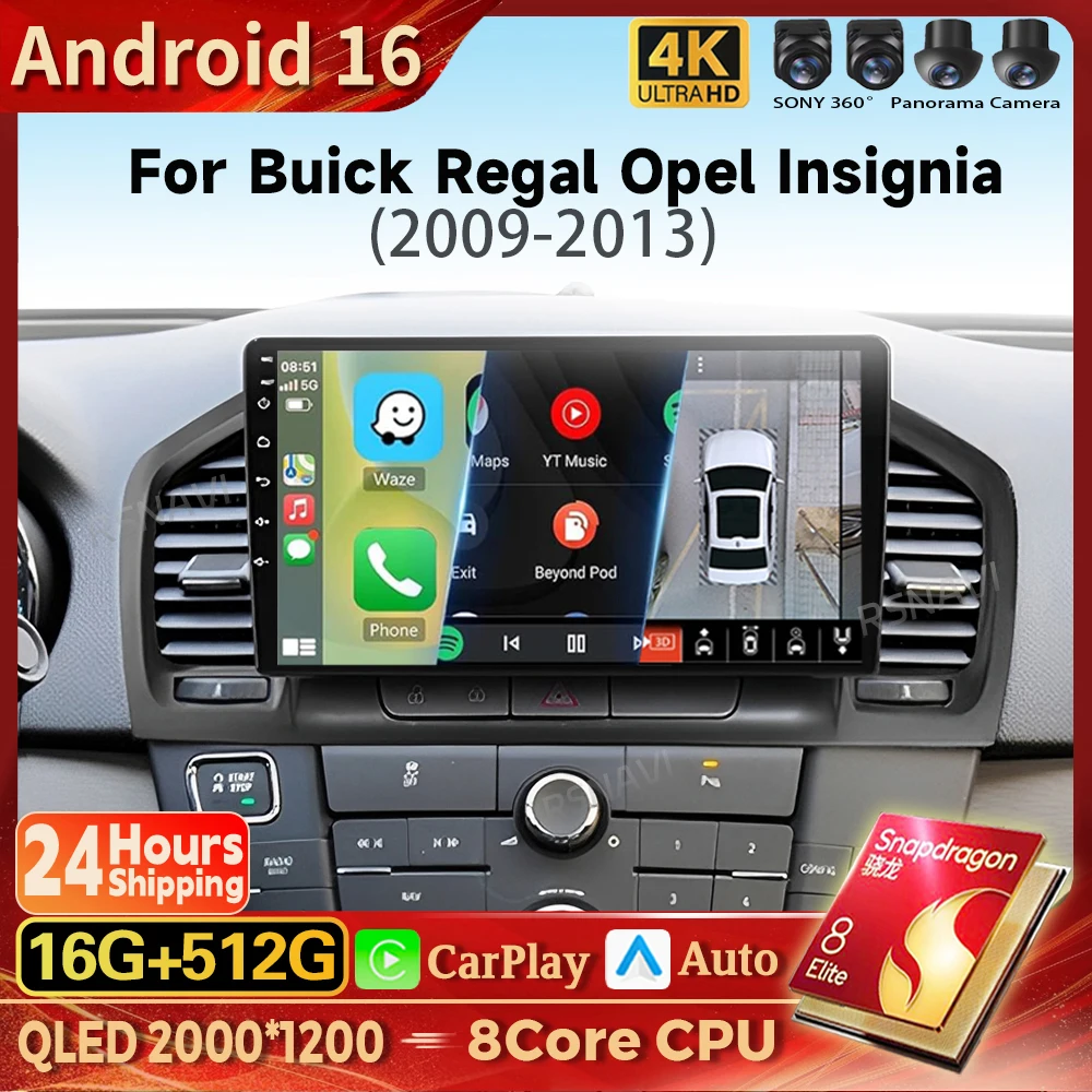 Android 16 Carplay Car Radio Multimedia Player For Buick Regal For Opel Insignia 1 2009 - 2013 Autoradio Stereo 2din Head Unit