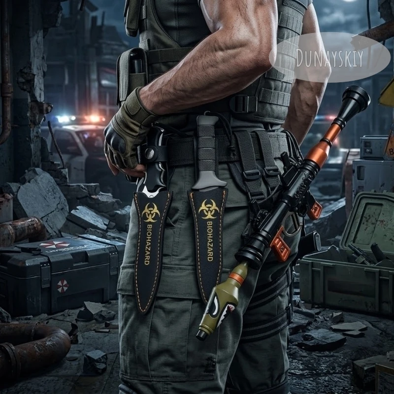 Réplica de Cuchillo de Combate REE Leon S. Kennedy de 18 cm, Escala Miniatura, Diseño de Borde Seguro y No Afilado, Accesorio de Cosplay Impreso en 3D