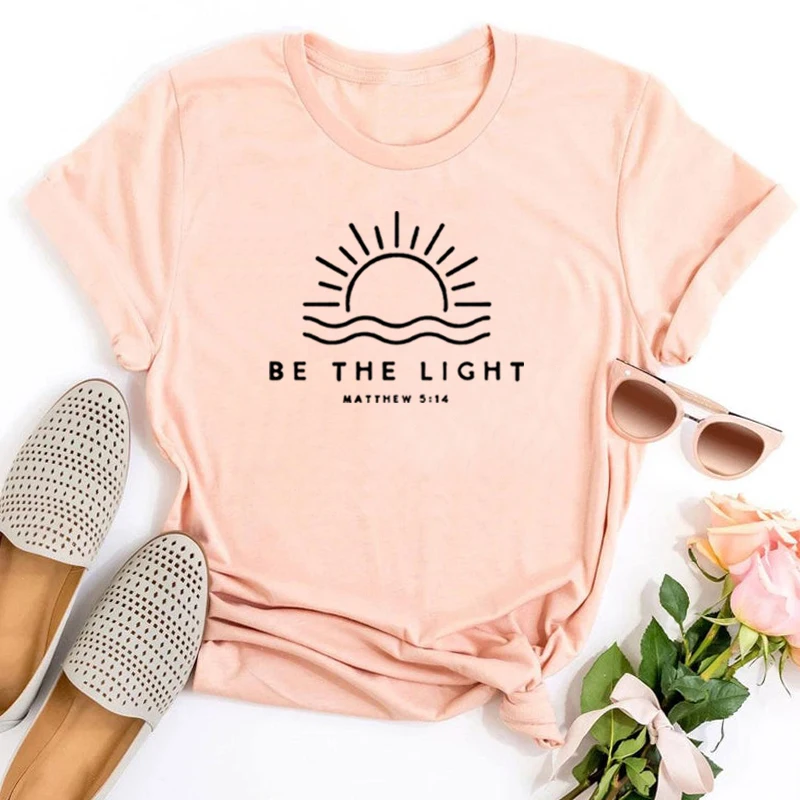 

Christian Women Clothing Inspirational Shirt The Light Tshirt Religious Tee Faith T-shirts Gothic Bible Verse Tee