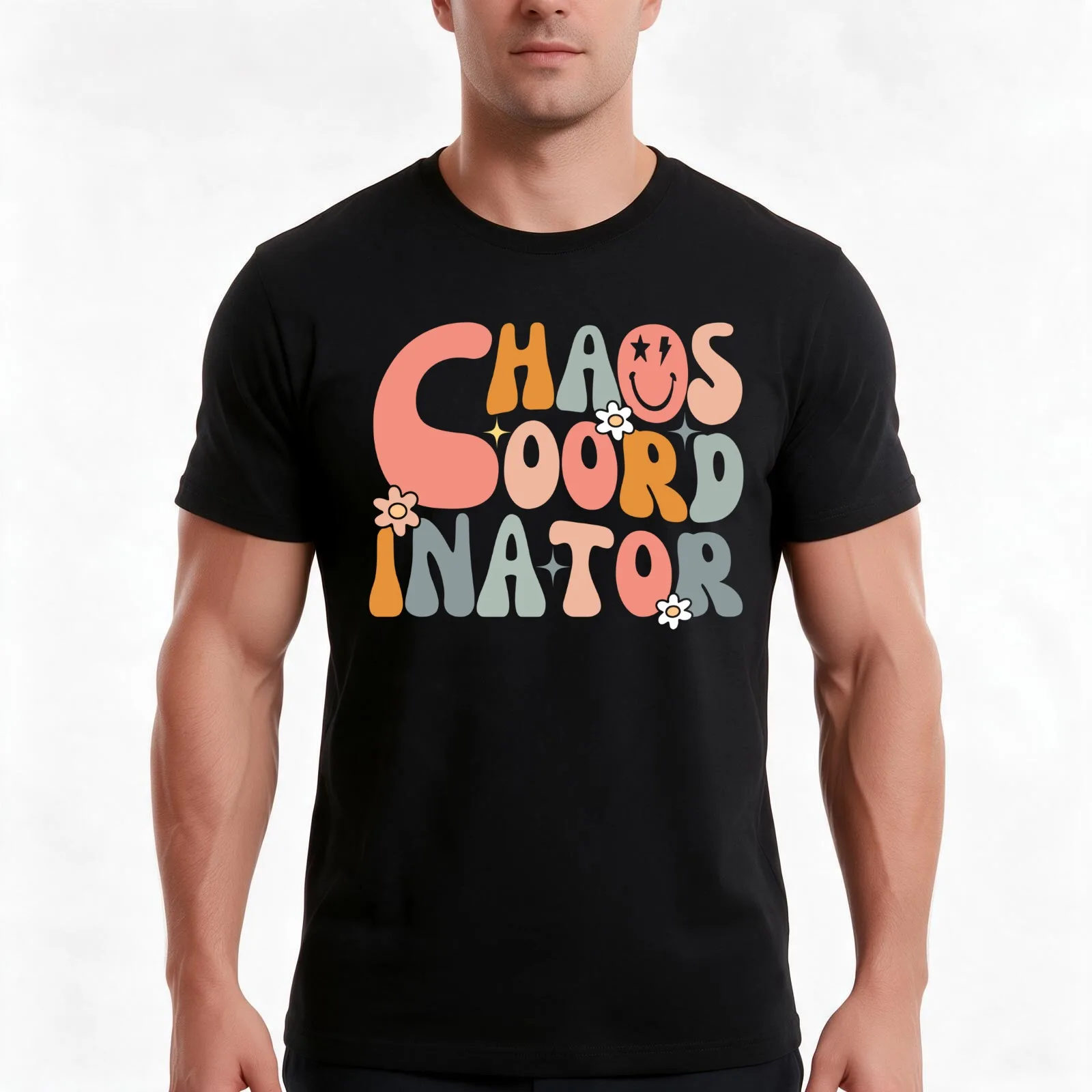 Retro Groovy Chaos Coordinator Funny Humor Appreciation T-Shirt Summer Casual Cotton Tee Oversized Streetwear Tops