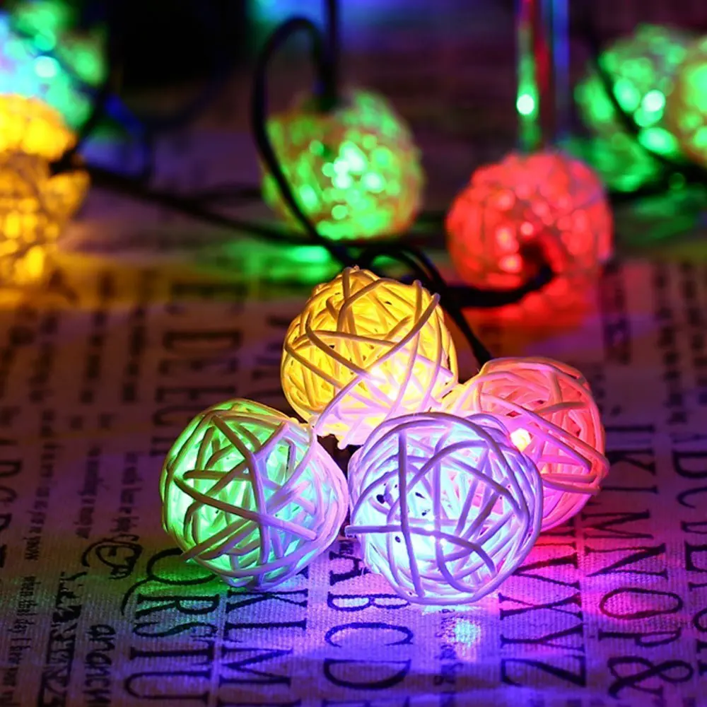 Globe Ball String Light Rattan Fairy Light for Indoor Outdoor Christmas Tree Garden Cafe Bar Wedding Birthday Girl's Room Decor