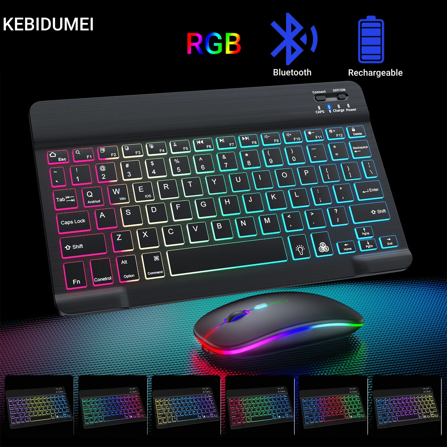 

Беспроводная Bluetooth-клавиатура с подсветкой для ноутбука, планшета, телефона, iPad, перезаряжаемая игровая клавиатура для Android iOS Windows