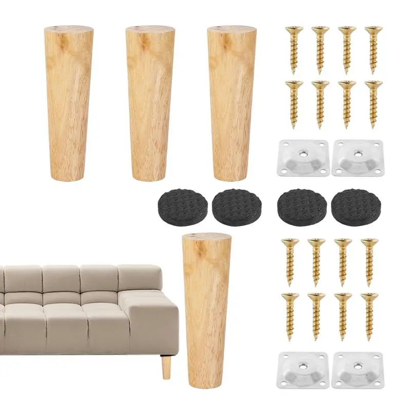 

Unfinished Furniture Legs Sofa Replacement Wooden Leg Set Of 4 Round Wood Furniture Legs Replacement Bun Feet For Recliner Couch