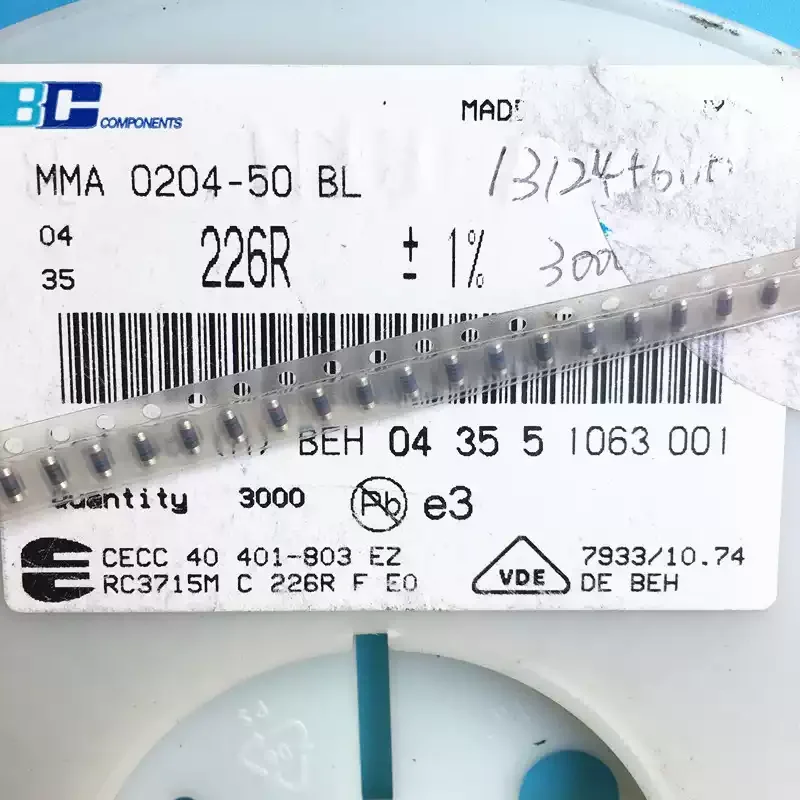10-100pcs SMT wafer resistor MMA0204 226R 1% 50PPM high-precision low-temperature standard