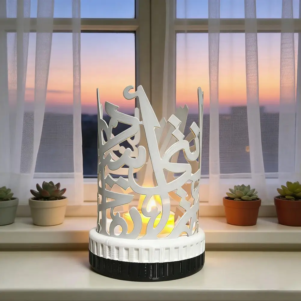 Iron Art Candle Holder Ramadan Candle Holder Black Iron Tealight Lantern Style Engraving Decor Eid Home Table Mantel for Ramadan