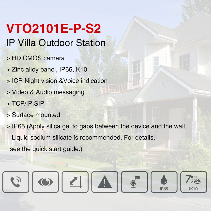 Dahua VTO2101E-P-S2 IP Villa Door Station ICR Night Vision Voice Prompt 2MP HD Video Intercom Doorbell Remote Unlock POE Camera