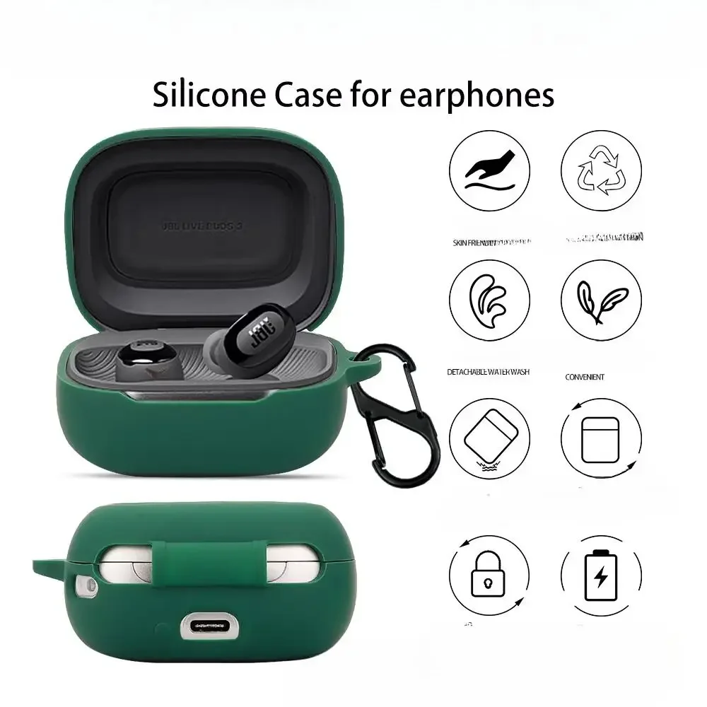 For JBL LIVE BUDS 3 Case Silicone Solid Color Shockproof Earphone Accessories Protector For JBL LIVE BUDS 3 Cover