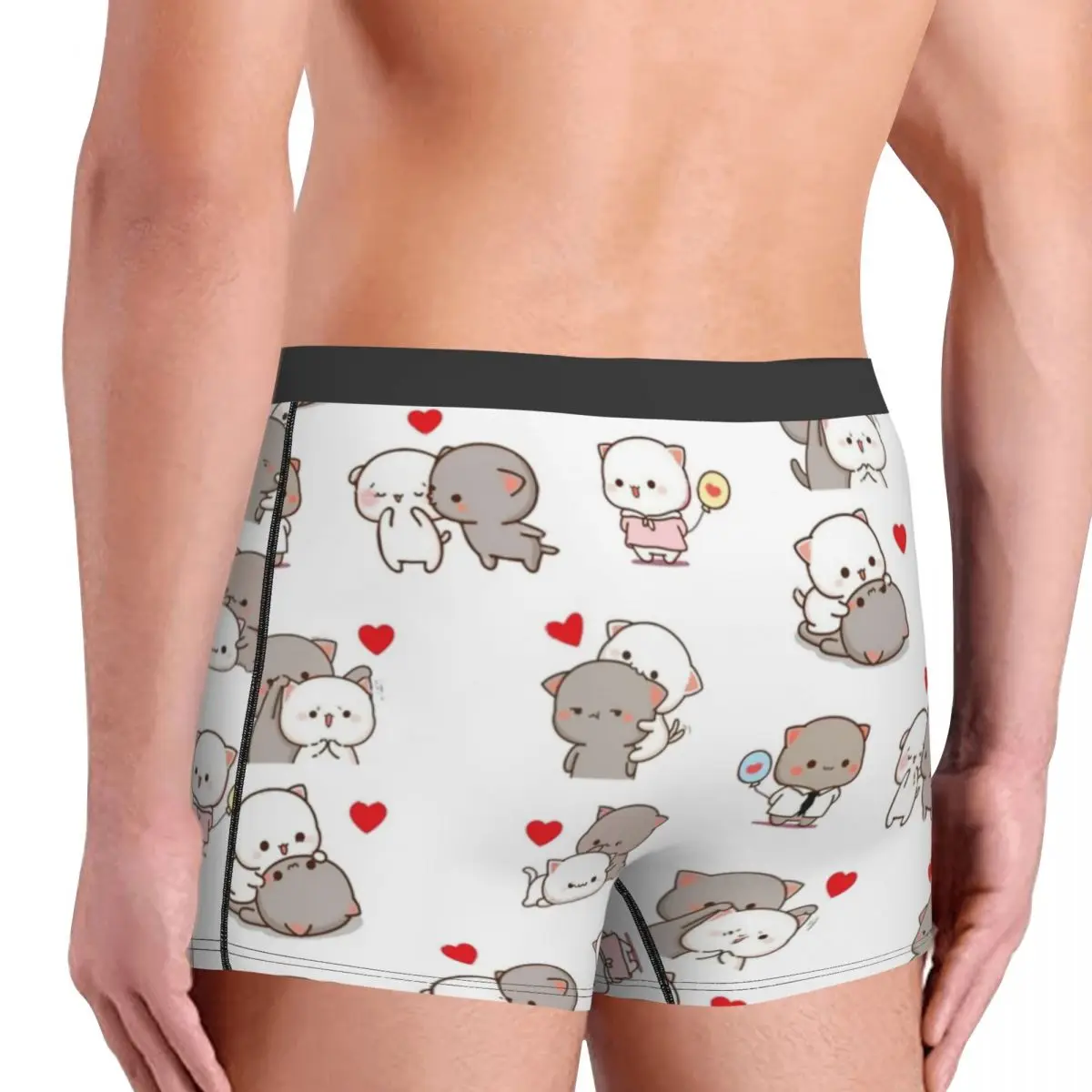 Men Boxer Shorts Panties Mochi Peach and Goma Cat Polyester Underwear Male Sexy S-XXL Underpants