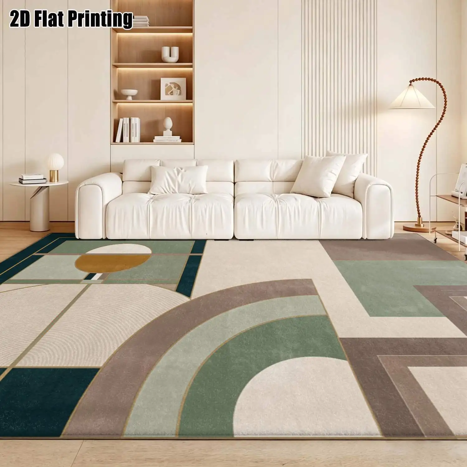 1Pc 2D Printed Morandi Geometric Abstract Carpet, Modern Simple Instagram Style, Multi-Size Washable, for Home Decor & Multi-Scenarios