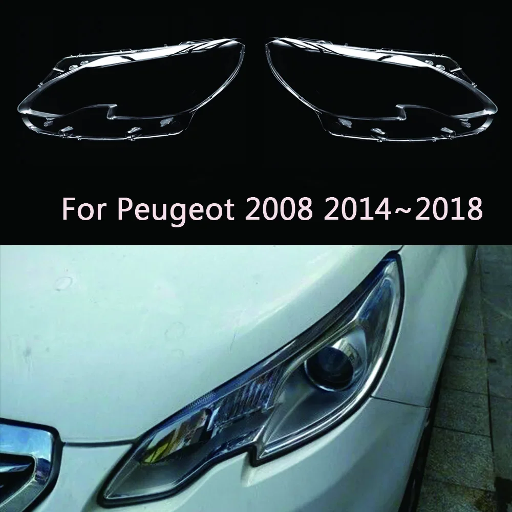 

For Peugeot 2008 2014~2018 Transparent Lampshade Lamp Shade Front Headlight Shell Headlight Cover Lens Plexiglass