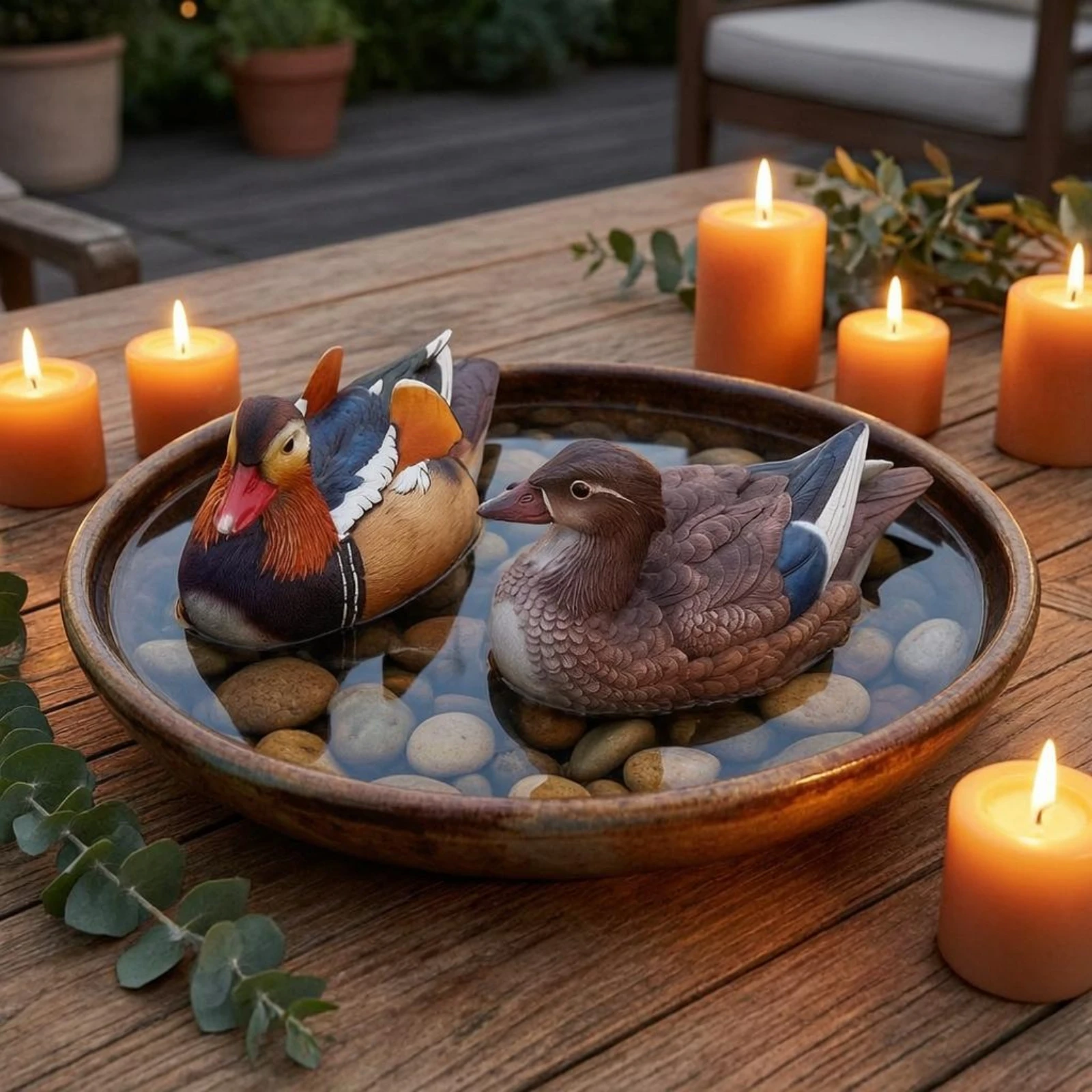 Mandarin Duck Ornament Realistic Floating Duck Ornament Multicolor Lifelike for Garden