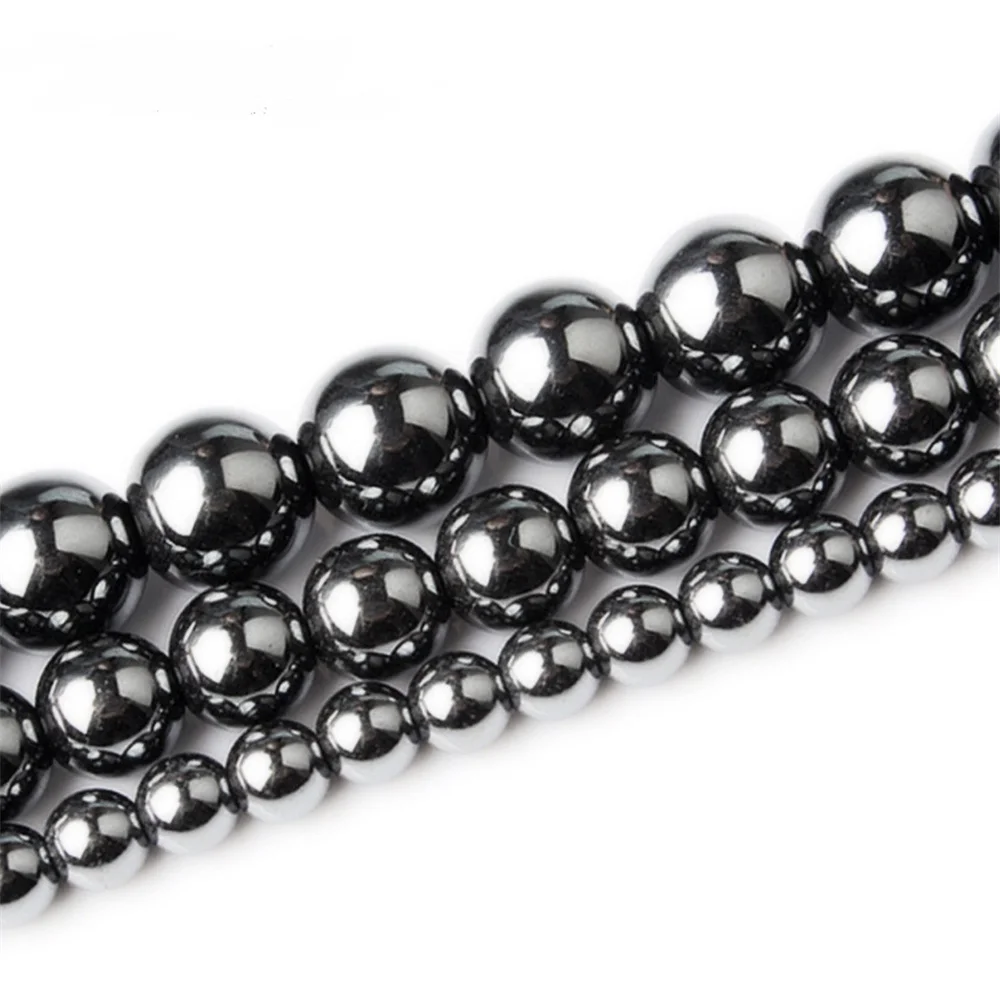 Magnetic Natural Black Hematite Stone 4mm 6mm 8mm Round Beads 15.5\