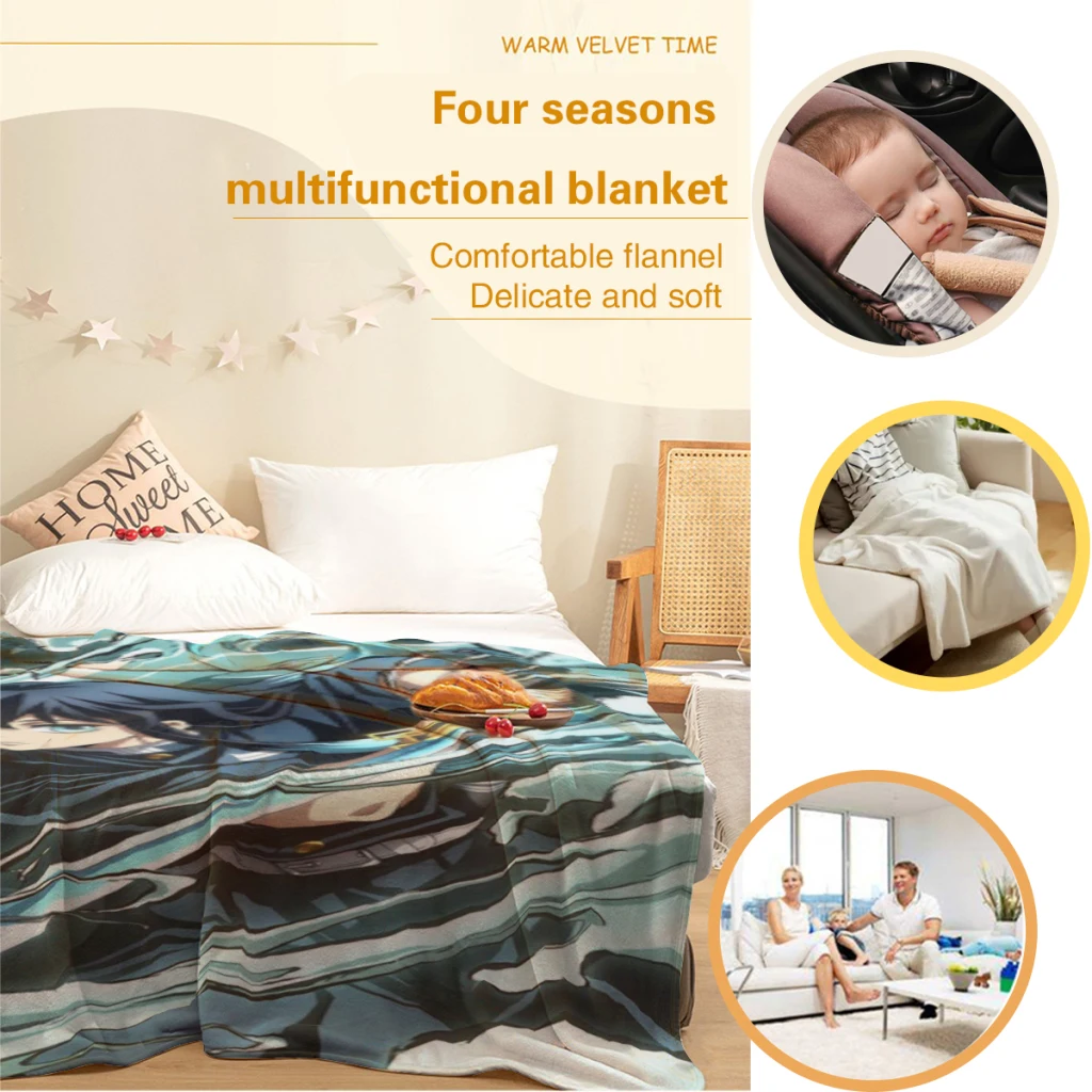 Muichiro Tokito - Demon Slayer Blanket Flange Textile Decor Portable Super Soft Throw Blankets for Home Office Plush Thin Quilt