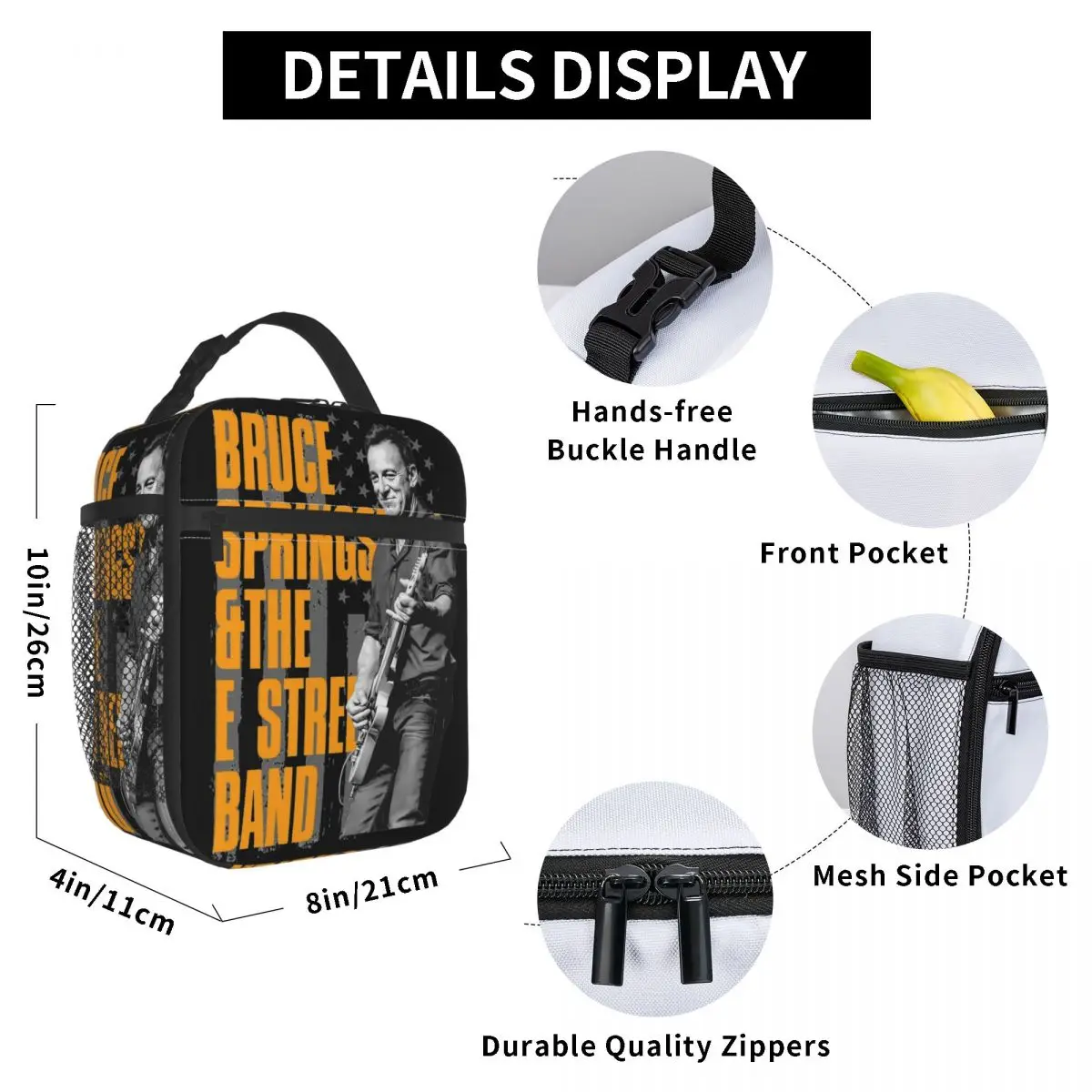 Bruce Springsteens Heavy Metal Thermal Insulated Lunch Bags E Street Band Portable Bento Box Cooler Thermal Lunch Boxes