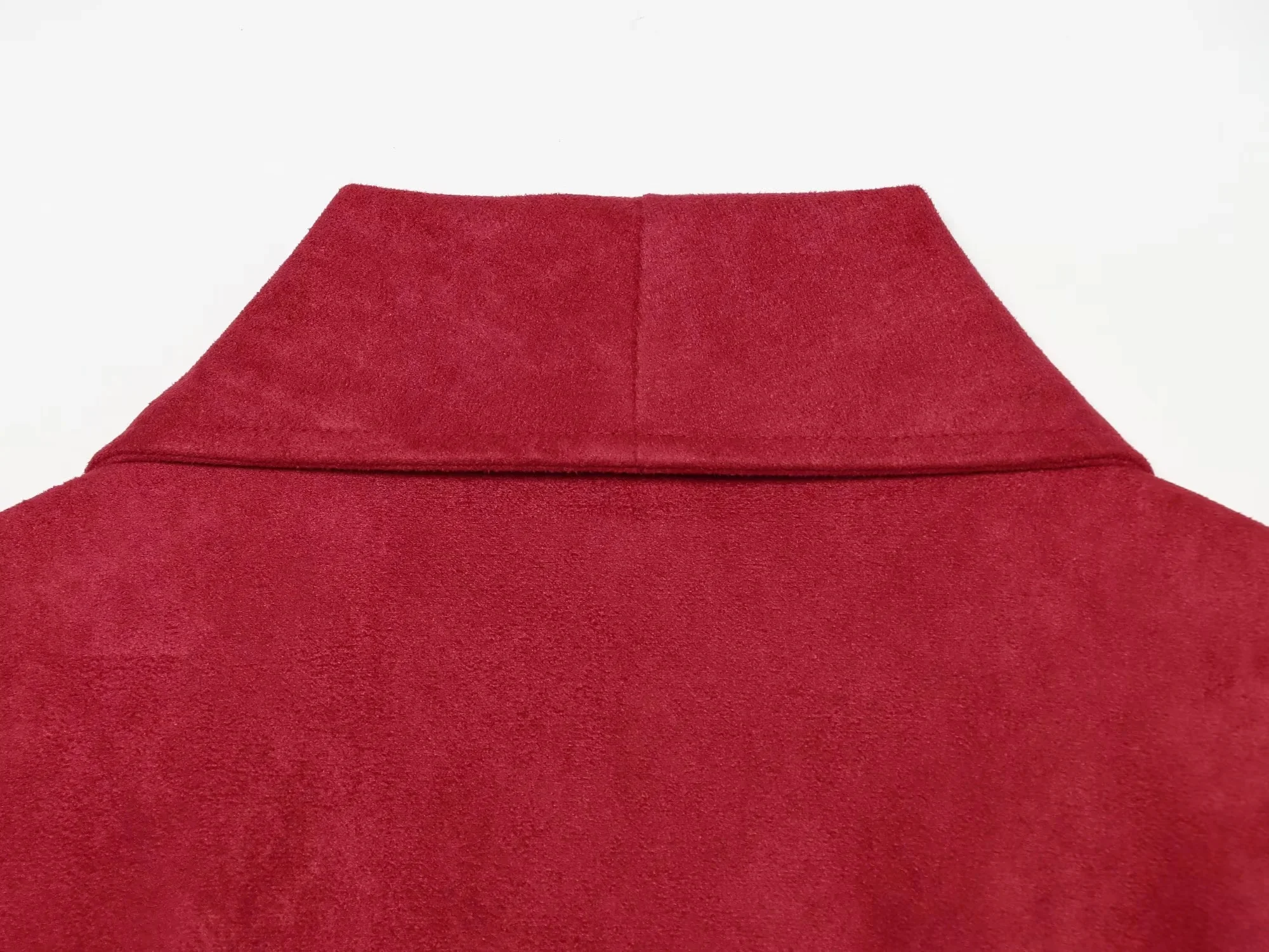 KONDALA Streetwear Casual Chic Rote Damen-Wildlederjacke mit Gürteln, Taschen, Langen Ärmeln, Mode 2026 Herbst Winter Warme Jacke – Detail 9