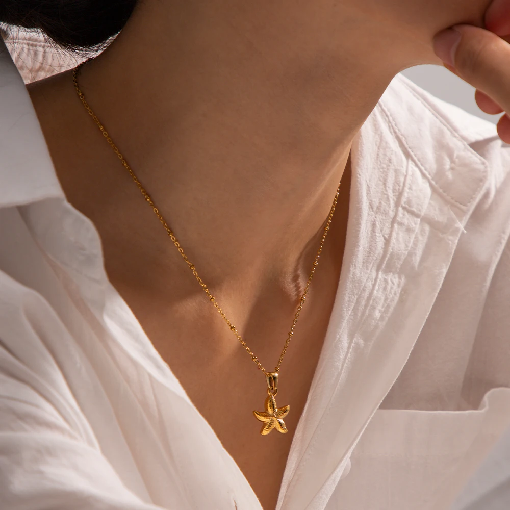 Yori Statement Stainless Steel Necklace 18K PVD Plated High Quality Charm Stylish Golden  High-Grade Fashion Shiny Jewelry Gift