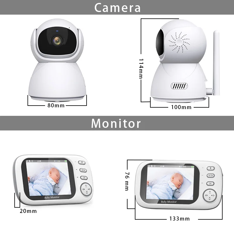 

3.5Inch 720P Wireless PTZ Baby Monitor Temperature Monitoring VOX Feeding Remind Intercom BabySistter Nanny Cam CCTV Camera