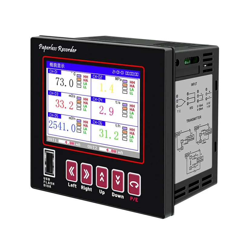 Multi-channel universal input color temperature paperless circular chart automatically temperature paperless recorder