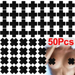 50Pcs Women Invisible Satin Nipple Covers Cross Breast Stickers Shape Self-Adhesive Disposable Pasties Patch Nipple Stickers