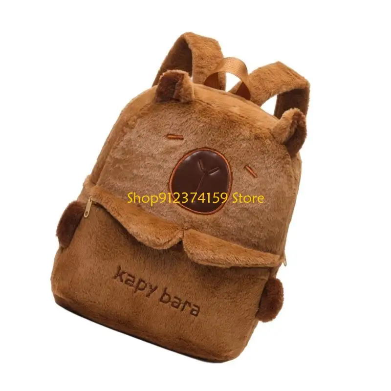 G5AE Capybara Shoulder Bag Plush Backpack Large Capacity School Bags for Daily Use