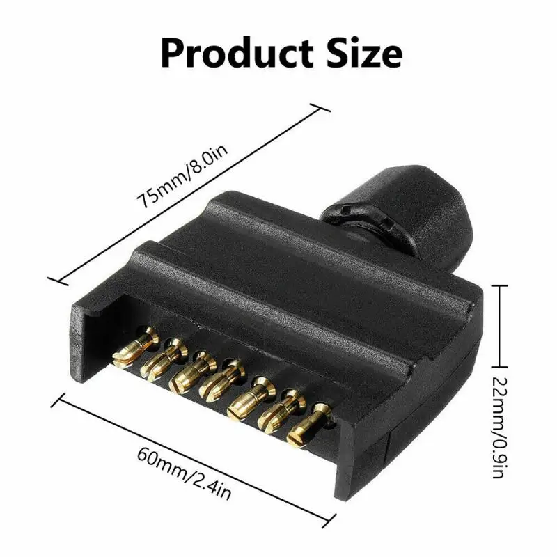 Australian Standard 7 Pin AU Flat Male Trailer Socket Plug Connector Adapter for RV Trailer 7-Pin Flat Male Trailer Plug Adapter