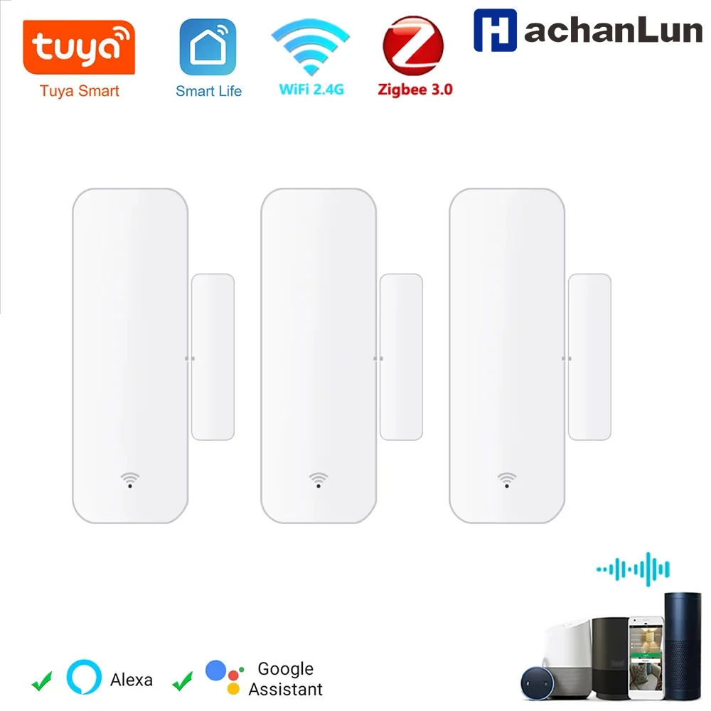 Tuya WiFi Zigbee Window Door Sensor Smart Home Door Open/Closed Detectors Window SmartLife Sensor Works With Google Home Alexa