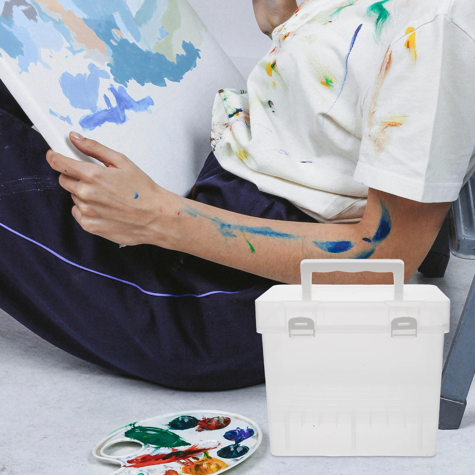 

Clear Marker Storage Box With Handle Large Capacity Transparent Pen Container Multifunctional Craft Organizer For Markers