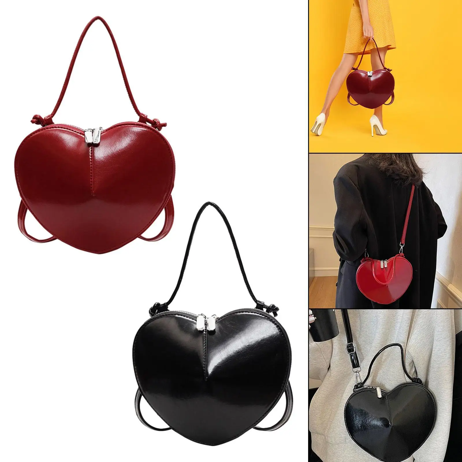 

Women Handbag Versatile Unique Creative Decor Heart Purse for Traveling Party