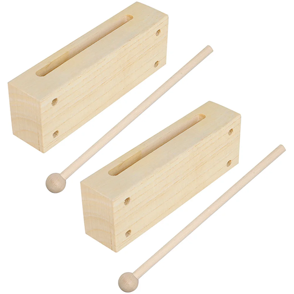 

2 set 2 Sets Wood Block Instruments Wooden Percussion Instruments With Mallets Rhythm Sticks For Kids Adults Musical Instrument