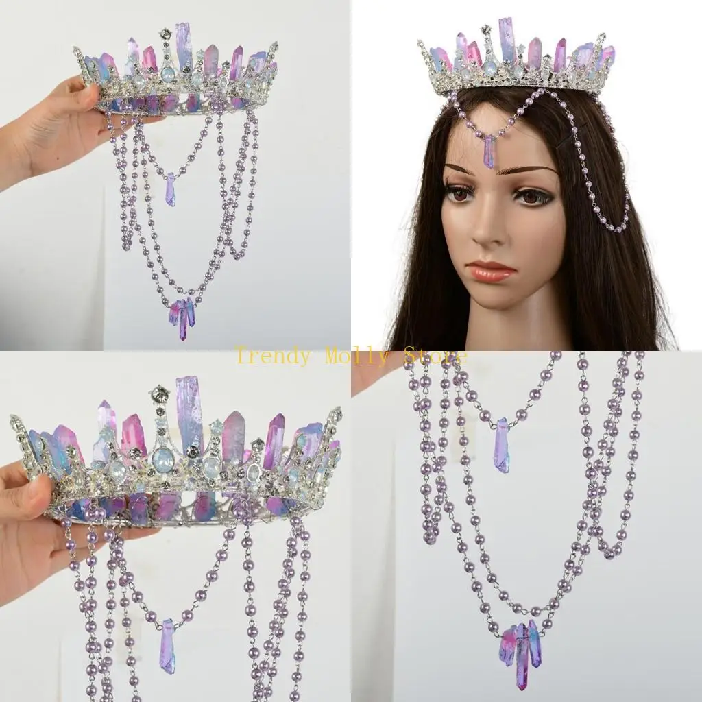 

N5KB для необработанных кристаллов, тиара, корона, королевская корона с кисточкой, аксессуары для волос для выпускного вечера