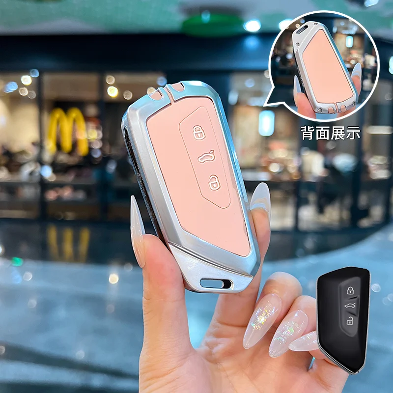 حافظة مفاتيح السيارة المصنوعة من خليط معدني لسيارة VW Volkswagen Teramont X Atlas Cross Sport PASSAT Sagitar Golf MK8 Polo Tuguan ID.4/ID.3 Lamando L #3