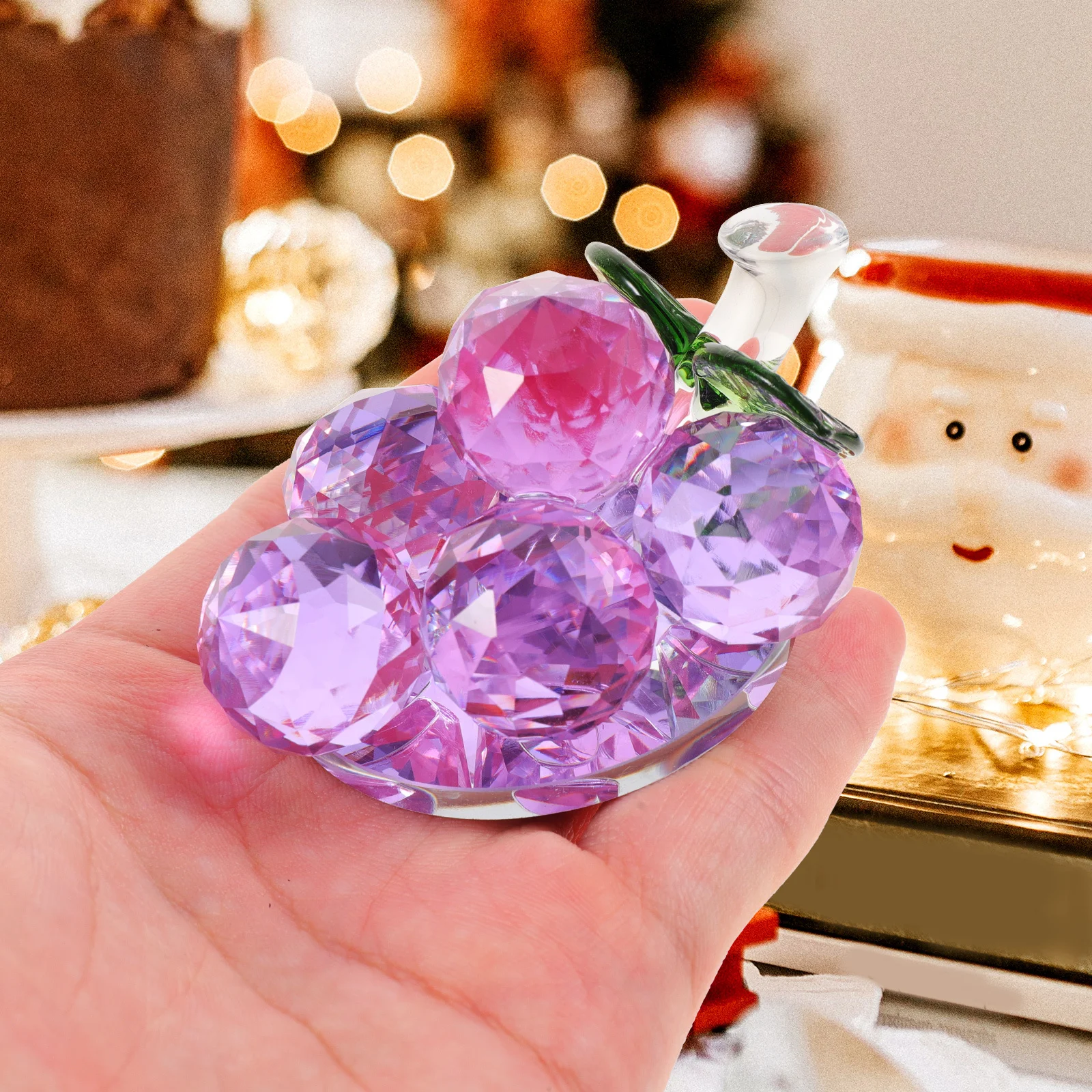 

Clear Crystal Grape Decoration for Desk Tea Table Indoor Layout Compact Lovely Design Home Office Garden Micro Landscape Adorn