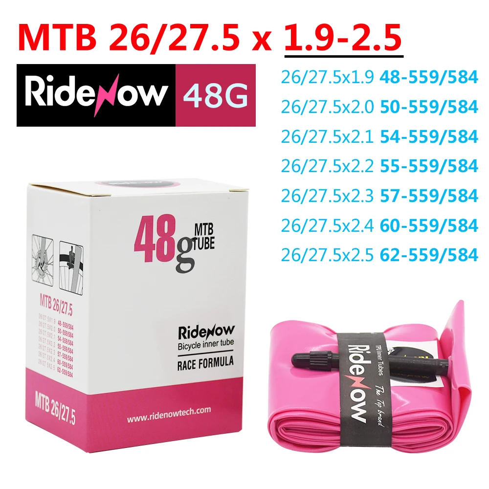 RideNow TPU Inner Tube Ultralight MTB 29 Bike 29x1.9/2.1/2.2/2.3/2.4/2.5 Inch French Valve 45mm Mountain Bicycle Tire 26 27.5 29