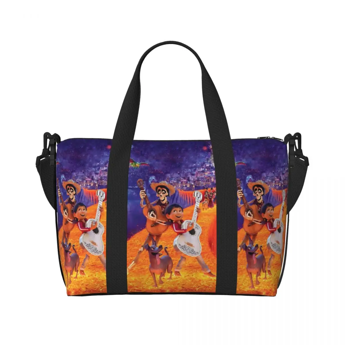 

Custom Coco Groceries Shopping Tote Bag Women Large Capacity Comedy Animation Beach Gym Travel Bags