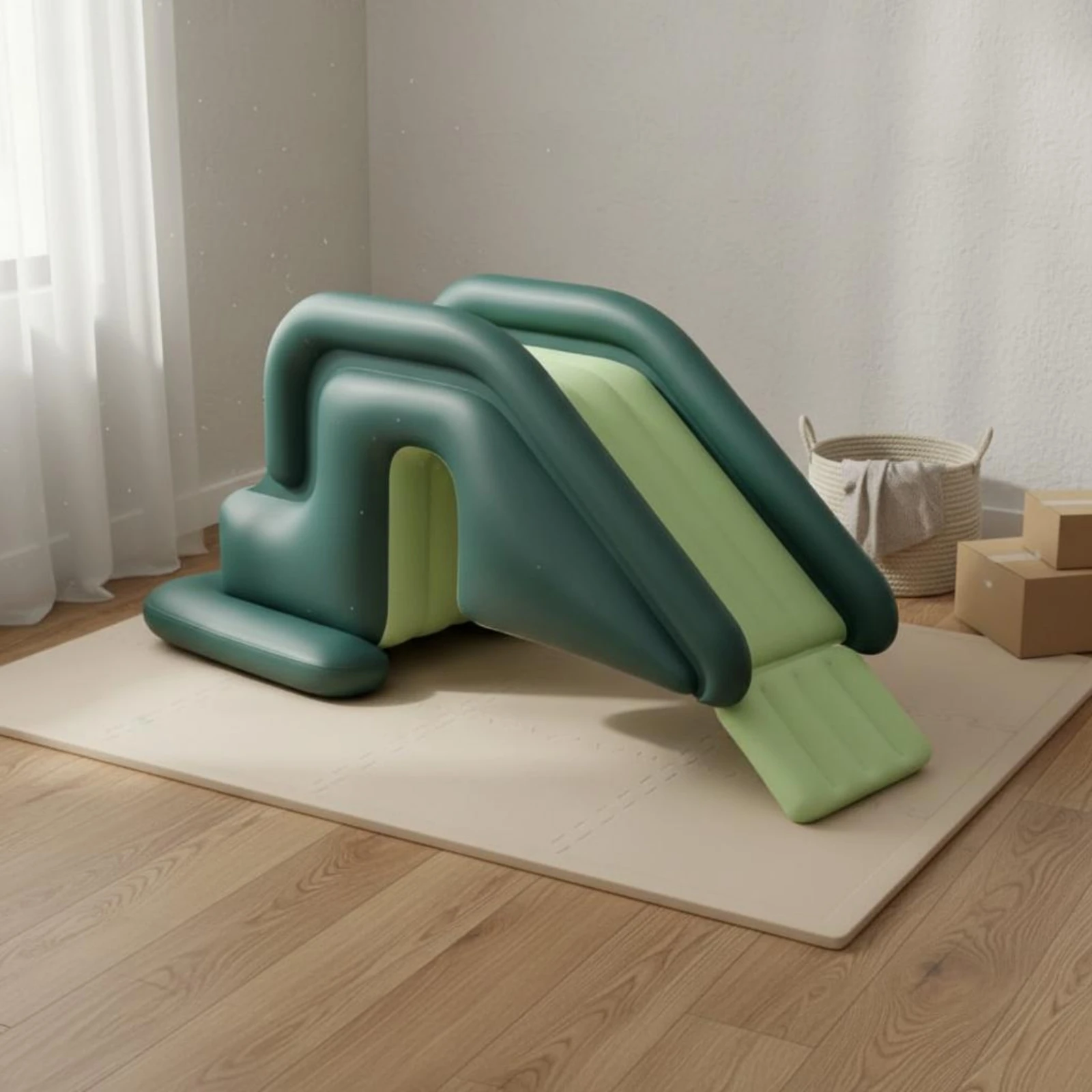 Inflatable Slide Foot Pump Included Kids Slide with Guardrail Activity Toy Wide Design Extended Shape for Indoor