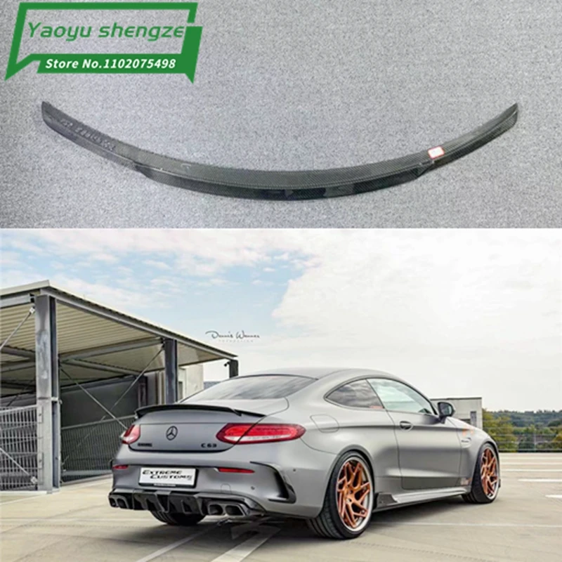 C Class 2-Door B Style Carbon Fiber Rear Roof Spoiler For Mercedes Benz W205 Coupe 2015-2017 C63 AMG C200 C250 C350