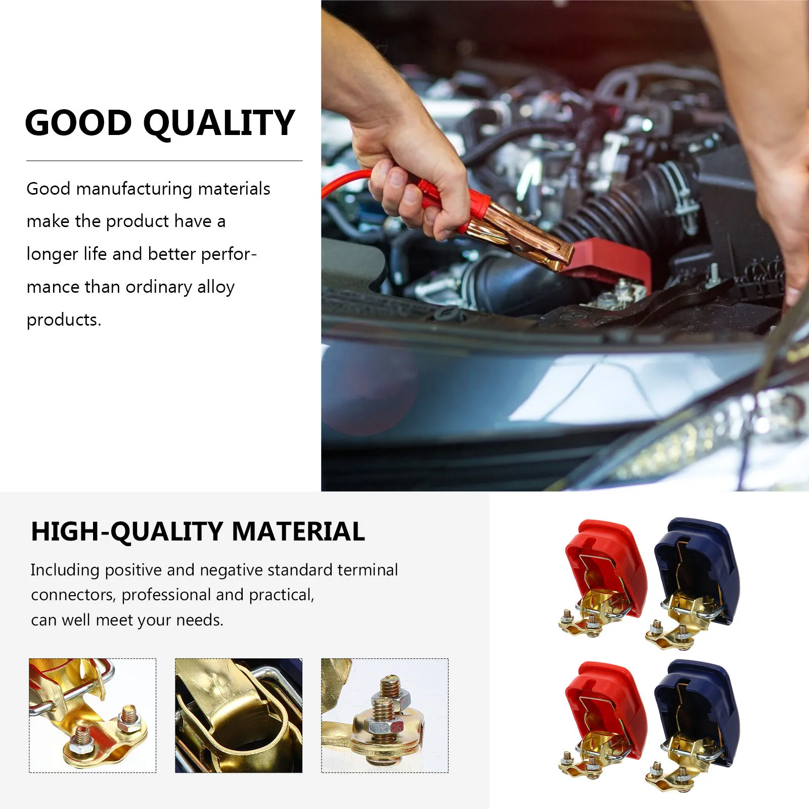 

2Sets Car Terminal Connector Heavy Duty Cable Clamp for Boat Rv Auto Positive Negative Terminal Set