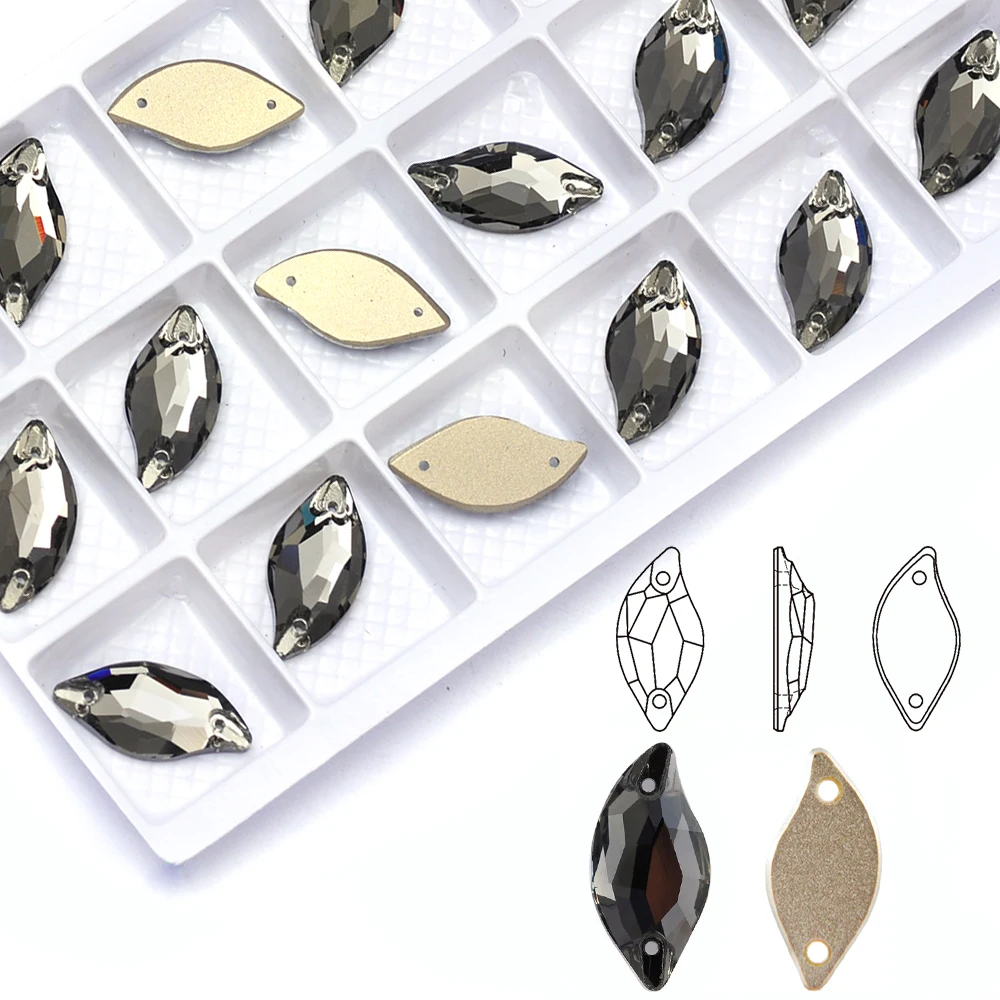 3254 جميع الأحجام الماس الأسود خياطة على حجر الراين التطريز ستراس الزجاج شقة الظهر كريستال أحجار الراين لفستان الملابس #1
