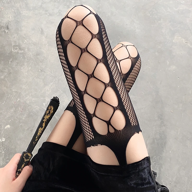 Women Black Stockings With Belt Set High Fishnet Tights Erotic Lingerie Sexy Pantyhose Long Mesh Lace Stocking Jacquard Rosette image 5