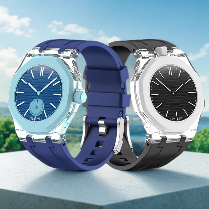 High-grade Transparency Case+Liquid Silicone Strap For Swatch x AP Royal Pop Modification Kit Replacement Breathable Accessories