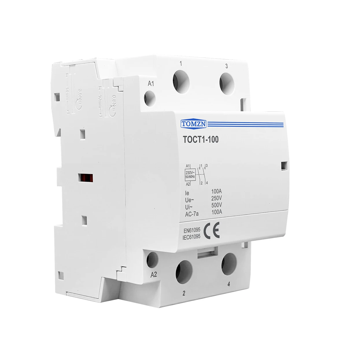 TOMZN TOCT1 2P 100A 2NO 1NO1NC 2NC 230VAC 50/60Hz Din Rail Household AC Modular Contactor