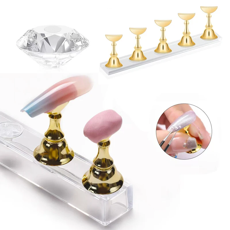 

Подставка для накладных ногтей, инструмент для практики, алмазный магнитный тренажер для накладных ногтей, держатель для поддельных ногтей, аксессуары для маникюра, инструмент