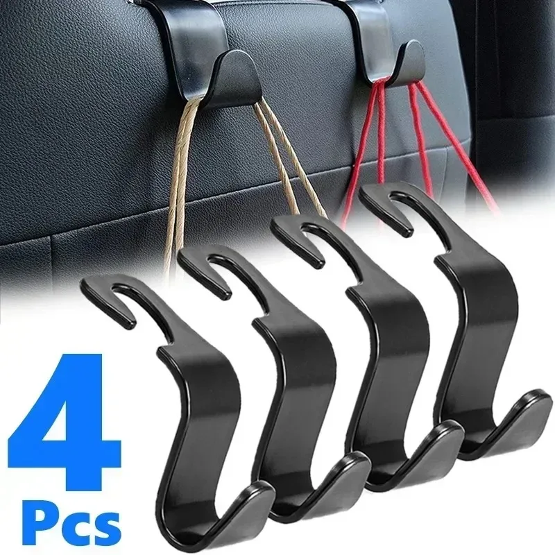 2/4Pcs Car Headrest Hooks Hanger for Bags Seat Back Organizer Holder Clips Auto Fastener Hooks Car Storage Interior Accessories