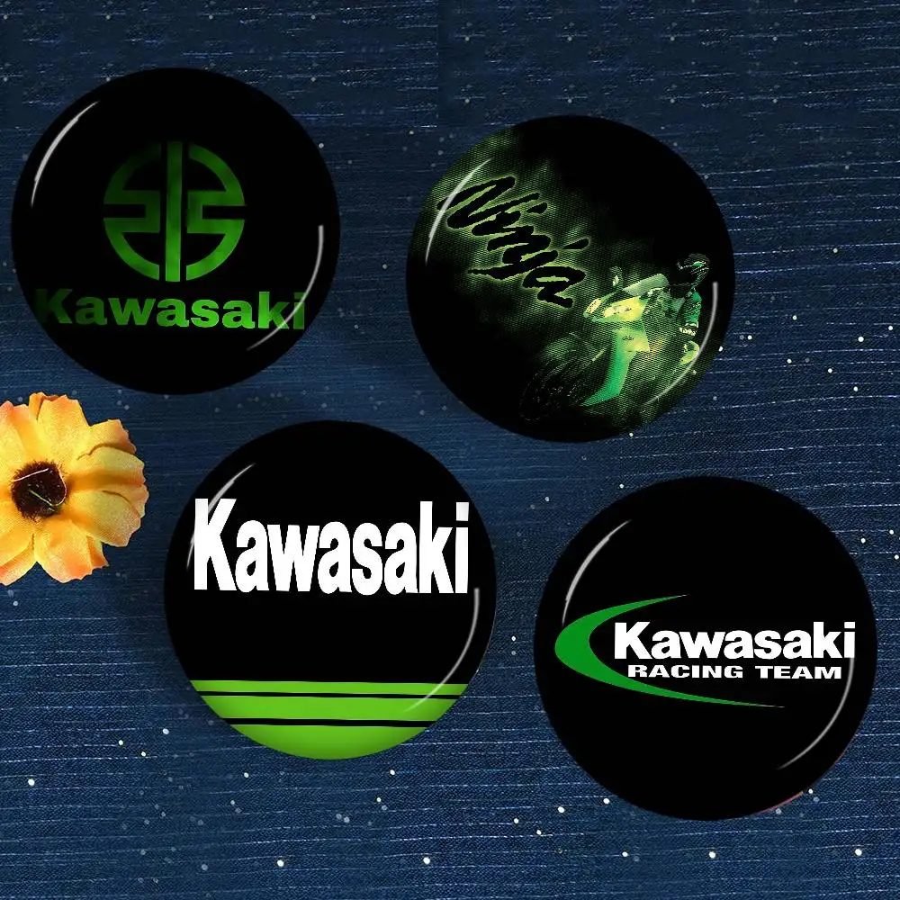 Cool Motorcycle K-KawasakiS Creative Pins Funny Faces Round Snap-in Brooch Badge Backpack Hat Accessories Jewelry Gifts