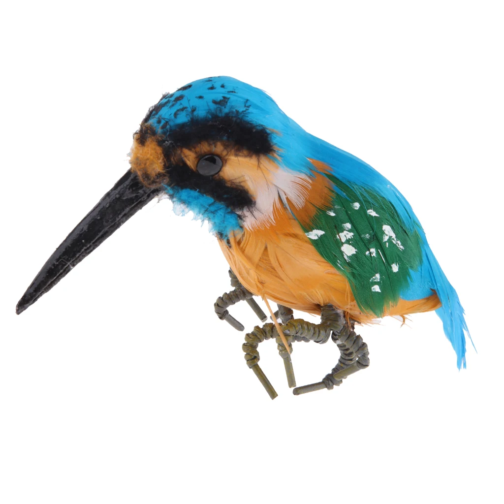 Outdoor Kingfisher Birds Ornament Realistic Plastic Sculpture Garden Art Decoration Statuette for Patio