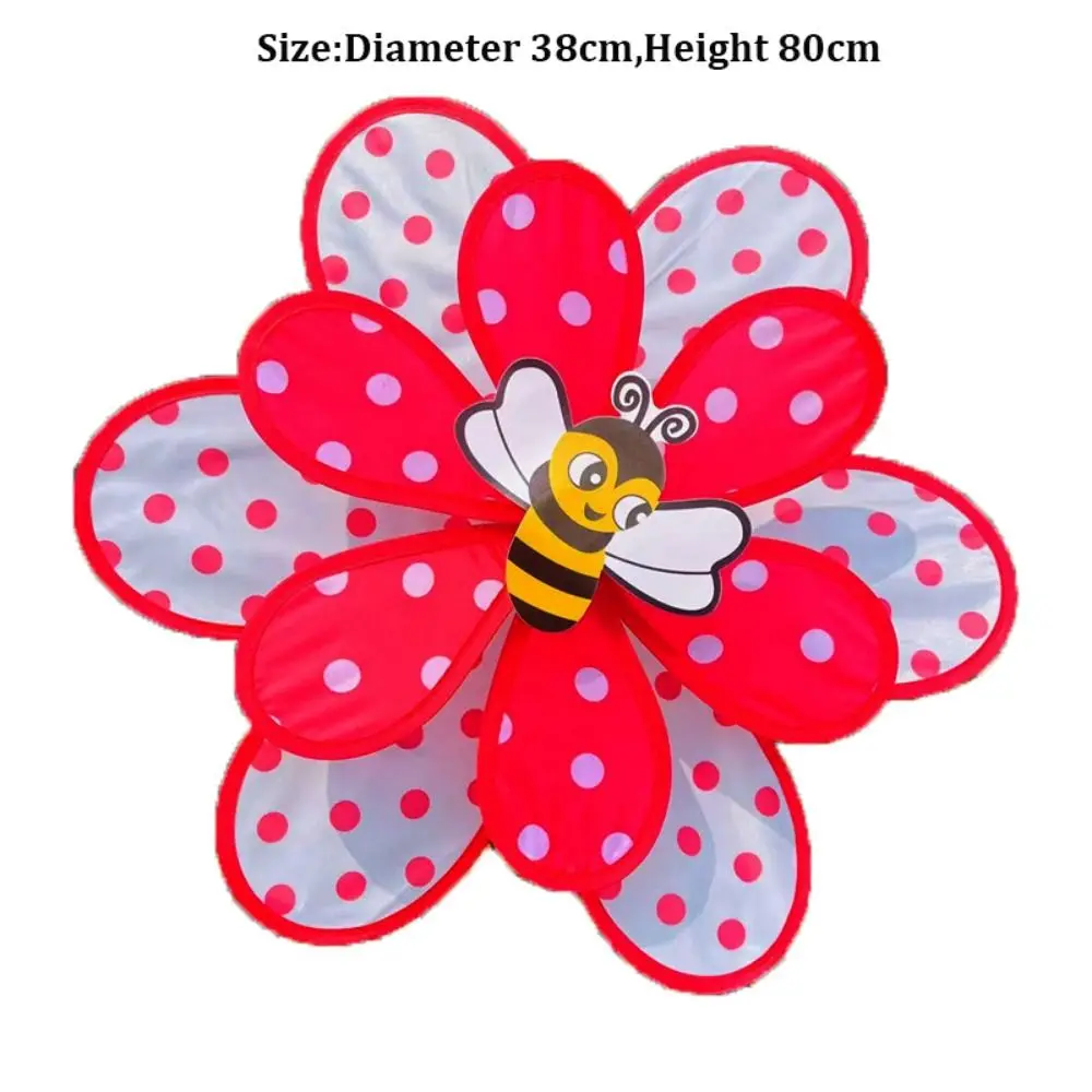 Multistyles Six Petal Flower Polka Dot Windmill Diameter 38cm PVC Cartoon Fiberglass Pole Windmill Picnic Decor Toys