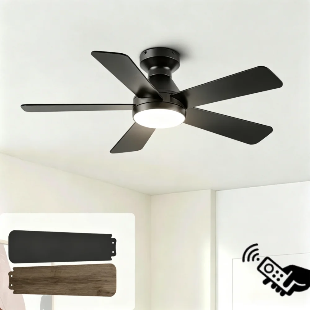 42/52 Inch Modern Ceiling Fan with LED Light DC Motor Reversible Fan Remote Control 6-Speed Ceiling Fan Light For Home Lighting