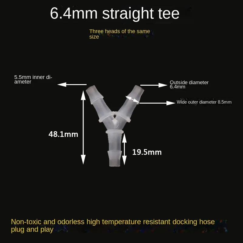 Conector de plástico tipo y, conector de mangueira de borracha de silicone, distribuidor de água de diâmetro igual, pagode pp, conector de 3 vias