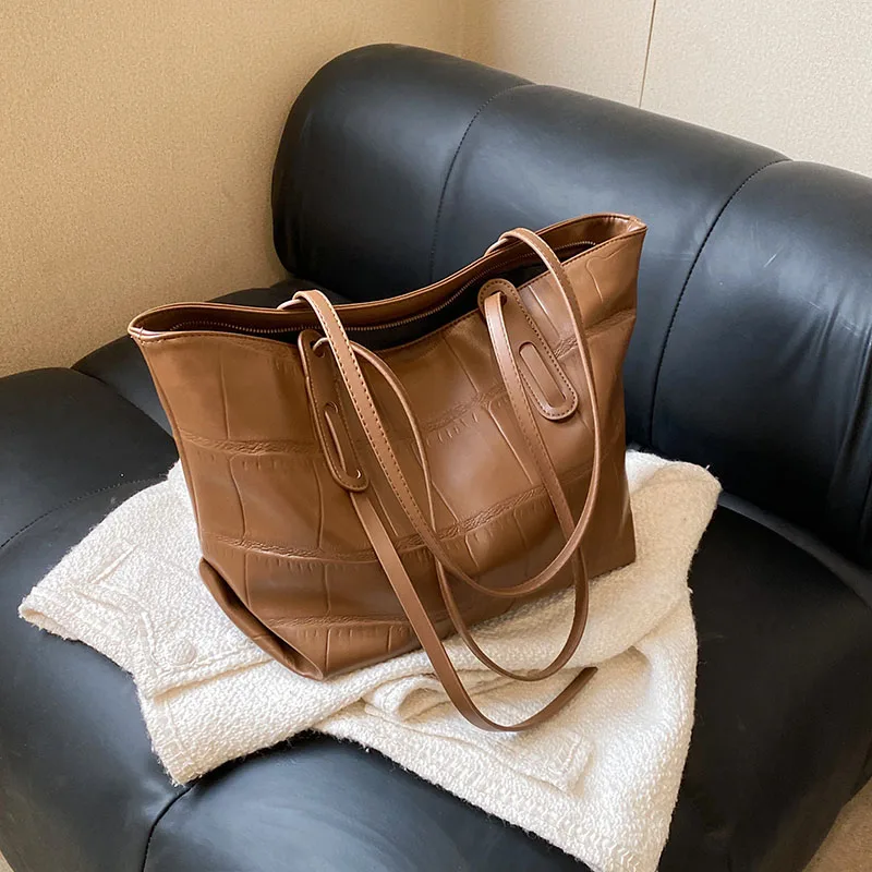 Sac fourre-tout en cuir PU pour femme, sac à bandoulière rétro, sac à main de travail décontracté, grande capacité, mode initiée