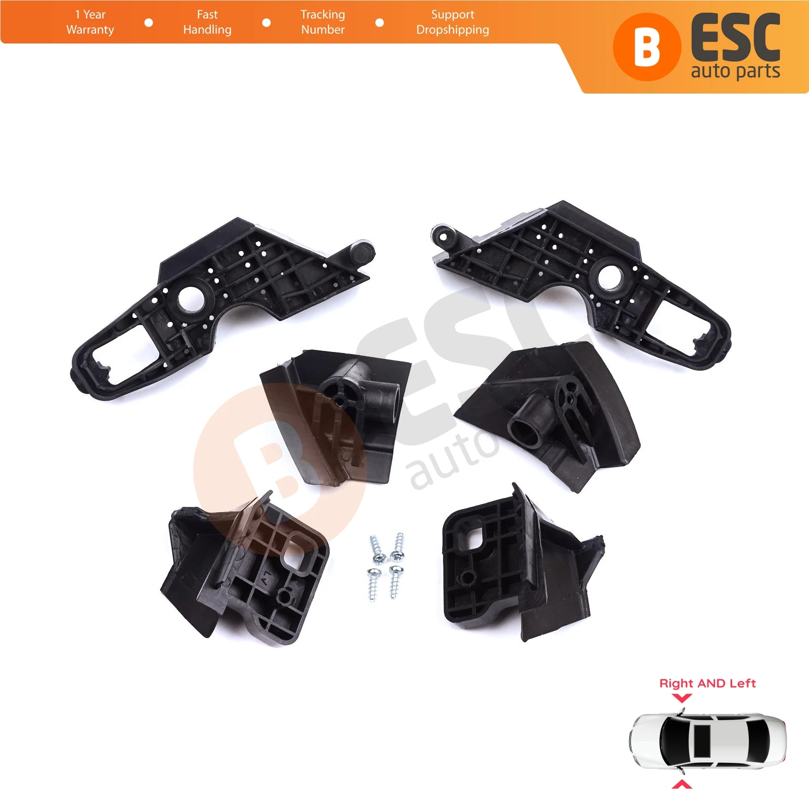 

EHL577 Headlight Holder Mount Repair Bracket Tab Set Left Right Side for Peugeot 301 2017-2024 Facelift 9817298380 9817296980